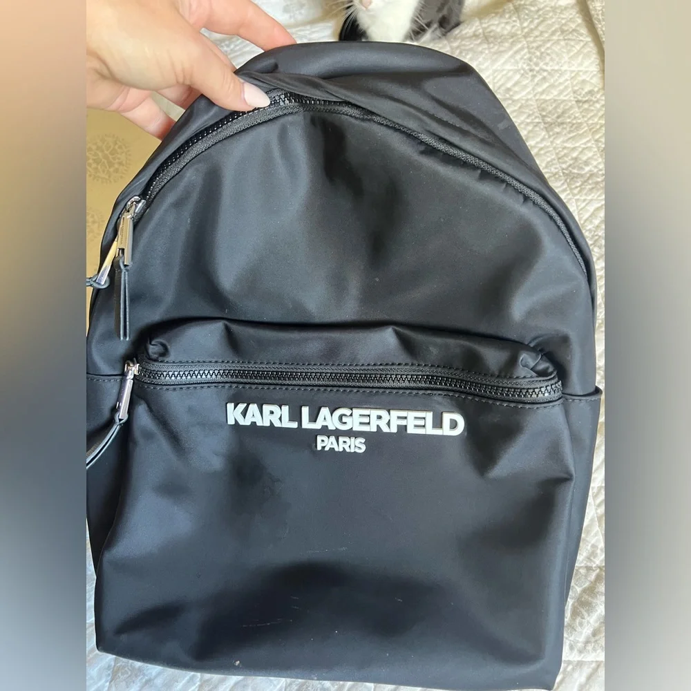 Karl Lagerfeld Sleek Black Backpack - Picture 1 of 6